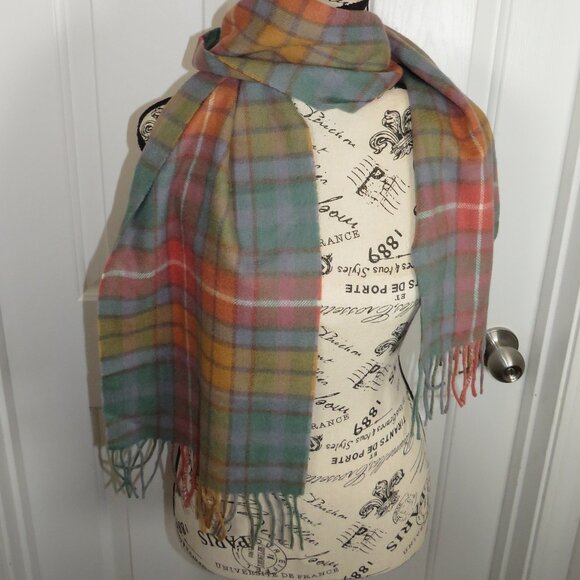 KILTANE Of Scotland 100% Lambswool Scarf Multi Plaid 61" X 10.25" Fringe Excelle - Picture 3 of 7
